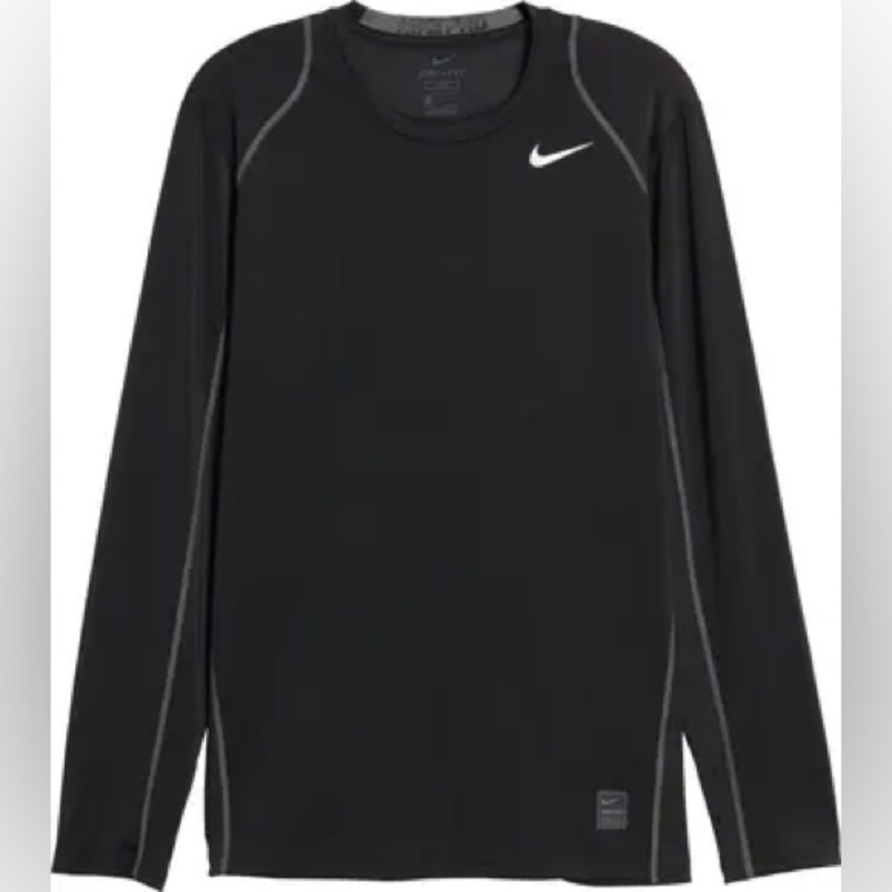 Nike Pro Dri-Fit Fitted Black Long Sleeve Cool Fitted Athletic Workout Shirt